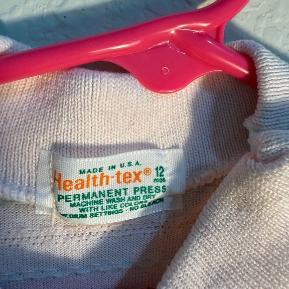 Vintage Healthtex Romper Baby Size 12 Months Baby Girl Pink Blue Hearts - Picture 2 of 4